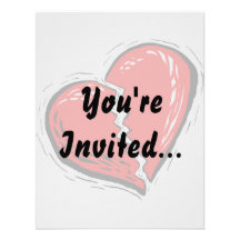 broken heart red graphic invitation