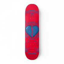 Broken Heart / Tribal Skateboard (red & blue)
