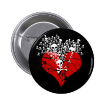 Broken Heart with Skulls Button