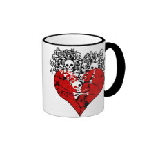 Broken Heart with Skulls Coffee Mugs