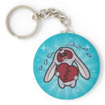 Broken Hearted Bunny with Blue Sunburst Keychain