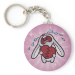 Broken Hearted Bunny with Pink Sunburst Keychain