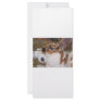 Broken tri color mini rex rabbit head on waterer custom rack cards