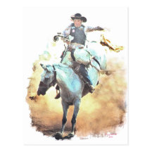 bronc rider postcard