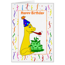Brontosaurus Dinosaur Birthday Party Celebration Card