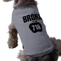 Bronx With Big Apple & 718 Area Code Cutout Doggie T-shirt