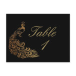 Bronze Art Deco Peacock and Floral Table Number