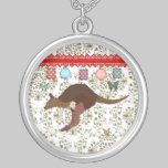 Bronze & Blush Wallaby Olive Damask  Necklace necklaces