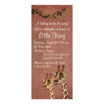 Bronze Rosa Giraffes Baby Invitation