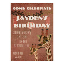 Bronze Rosa Giraffes  Birthday Invitation