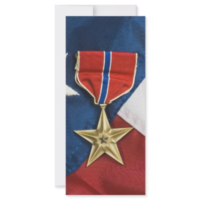 Bronze Star on American flag Personalized Rack Card by adament