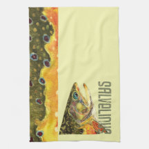 Brook Trout Fishing Kitchen Towel
