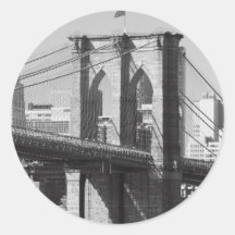 Brooklyn Bridge and Manhattan Skyline Round Sticker
