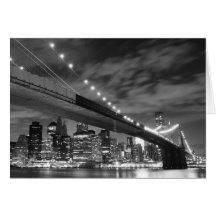 Brooklyn Bridge at Night, New York City Card
