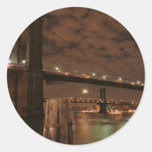Brooklyn Bridge at Night Round Sticker