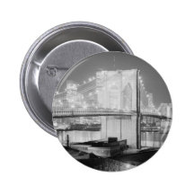 Brooklyn Bridge Black & White Button