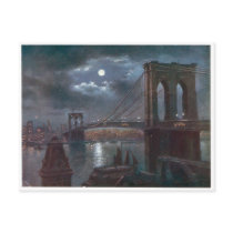 Brooklyn Bridge by Moonlight Post Card