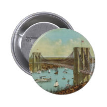 Brooklyn Bridge Colour Postcard Buttons
