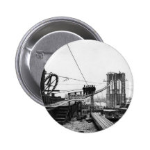 Brooklyn Bridge New York Vintage 1878 Photo Pinback Buttons