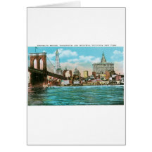 Brooklyn Bridge, Woolworth and Municipal... Greeting Cards