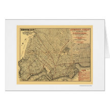 Brooklyn City Railroad Map 1874 Card