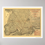 Brooklyn City Railroad Map 1874 Posters
