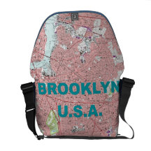 Brooklyn, USA Vintage Map Rickshaw Messenger Bag