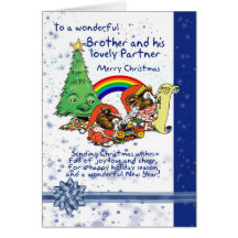 Brother And Partner Christmas Card With Elves - Ga