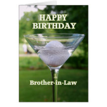 Brother-in-Law Martini Golf Ball Birthday Cards