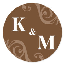 Brown 2 initial letter monogram favour tag seal