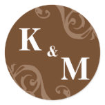 Brown 2 initial letter monogram favour tag seal stickers