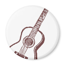Brown Acoustic Classical Guitar Refrigerator Magnet