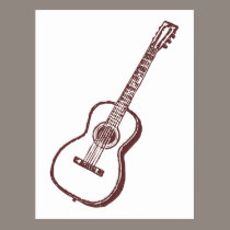 Brown Acoustic Classical Guitar postcards