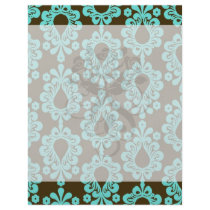 brown and aqua blue damask pattern