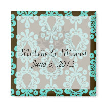brown and aqua blue damask pattern