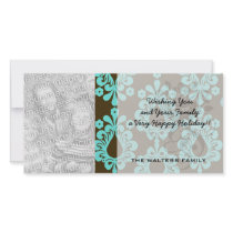 brown and aqua blue damask pattern