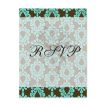 brown and aqua blue damask pattern