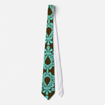 brown and aqua blue damask pattern