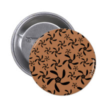 Brown and black, cog twist flower design. pinback buttons