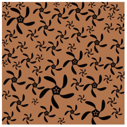 Brown and black, cog twist flower design. cut out