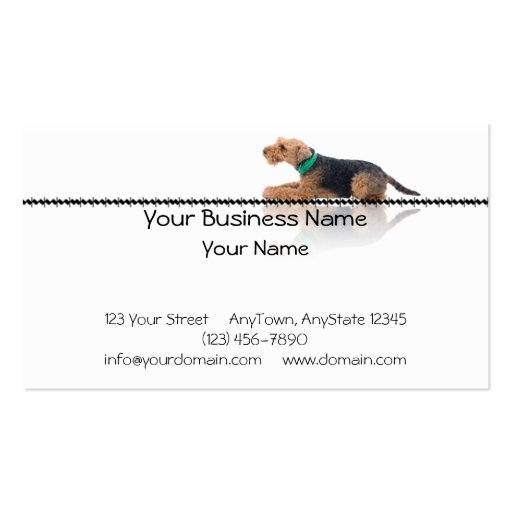 Brown and Black Welsh Terrier Laying on Zig Zag Business Card Template