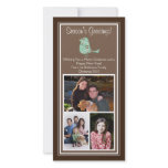 Brown and Blue Floral Bird Christmas 3 Photo Cards photo cards