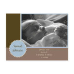 Brown and Blue Photo Announcement (Customisable) postcards