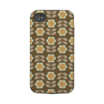 Brown and Cream Floral Tough Iphone 4 Covers