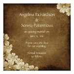 Brown and Ivory Floral Save The Date Announcement