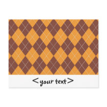 Brown and Orange Argyle Pattern Post Card