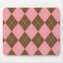 Brown and Pink Argyle Pattern Mouse Pad
