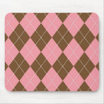 Brown and Pink Argyle Pattern mousepads