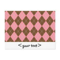 Brown and Pink Argyle Pattern Postcards