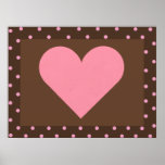 Brown and Pink Heart Print